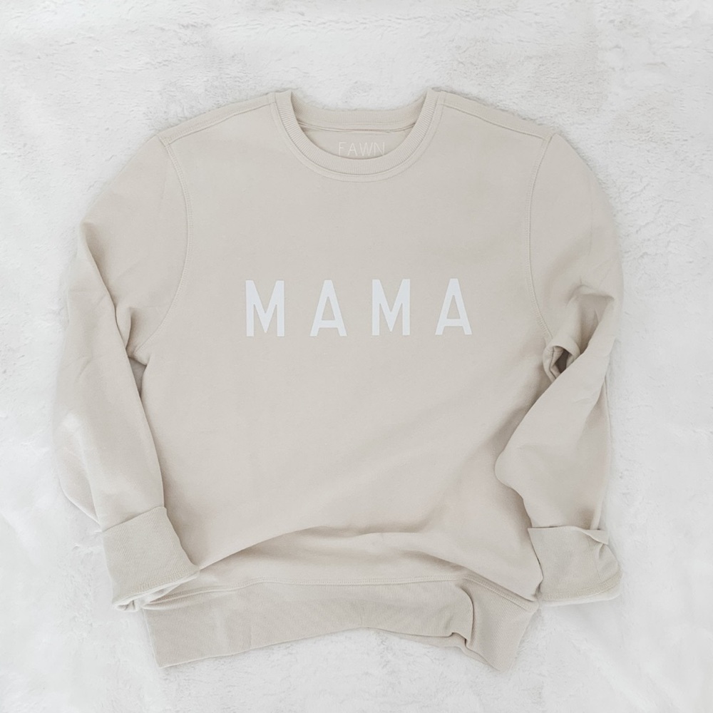 'MAMA' Crewneck Sweatshirt in Light Beige